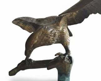 Vintage Solid Brass Eagle on Branch Sculpture