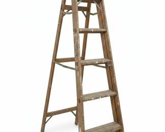 Vintage Wooden A-Frame Orchard Ladder