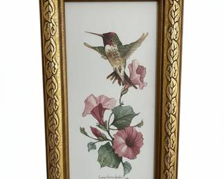 Carolyn Shores Wright Hummingbird and Flower Watercolor Prints (Set of 2), 1992