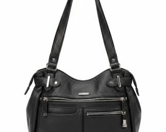 Rosetti Black Faux Leather Multi-Pocket Shoulder Bag