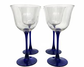 Cristal D'Arques-Durand Americana Blue Wine Goblets