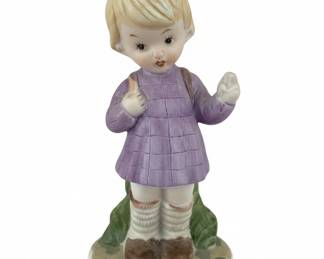 Vintage Porcelain Girl Figurine in Purple Dress
