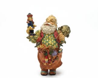 Santa Claus with Nutcracker and Toy Sack Figurine