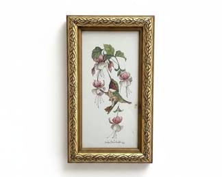 Carolyn Shores Wright Hummingbird and Flower Watercolor Prints (Set of 2), 1992