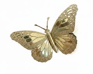 Vintage Home Interiors Brass Butterfly Wall Hanging Set