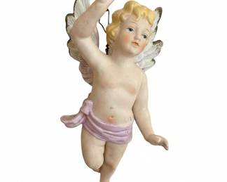 Vintage Porcelain Cherub Wall Plaque - Marked 'Japan'