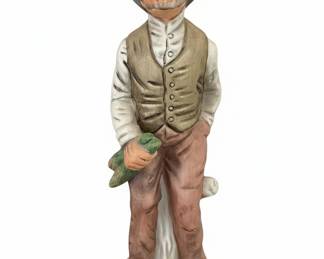 Vintage Porcelain Farmer Figurine - Old Man Holding Carrots