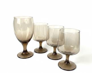 Vintage Libbey Tawny Accent Smokey Brown Wine/Water Goblets