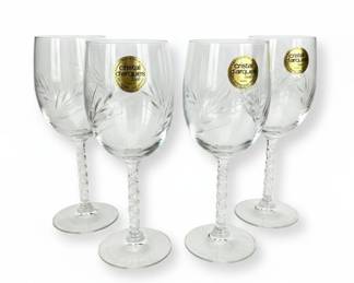 Cristal d'Arques France Fleury Epi Twisted Stem Crystal Wine Glasses