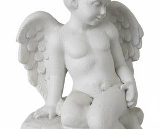 Cast Stone Sitting Cherub Garden Statue