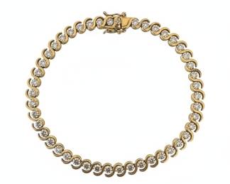 S-Link Tennis Bracelet (Gold-Tone with Simulated Diamonds)