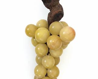 Vintage Italian Alabaster Grape Cluster with Driftwood Stem