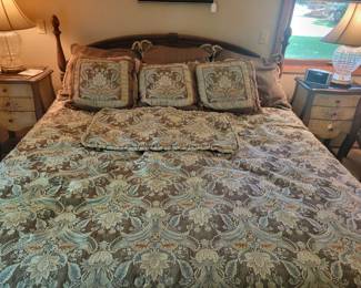 King Size Pillowtop Bed with all bedding shown.