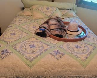 Queen size pillow top, comes with bedding .