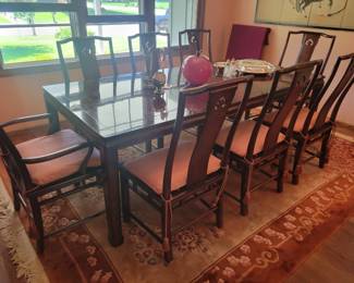 Table with 8 Chairs by White Furniture. Extra leave and pads.