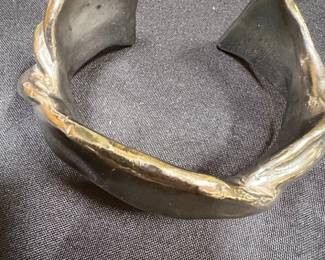 Vintage Brutalist Mixed Metal Cuff Bracelet
