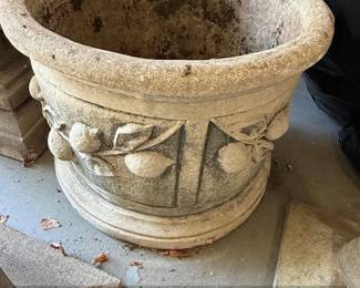 Cast Stone Garden Planter with Lemon Motif Tuscan Basins