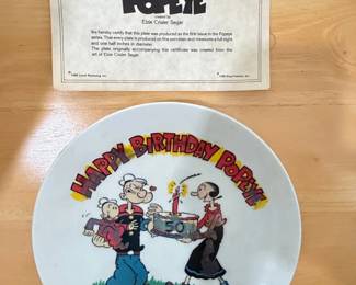 Popeye th Birthday Commemorative Plate with Certificate of Authenticity
