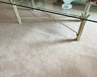 Glass Top Coffee Table with Faux Bamboo Base