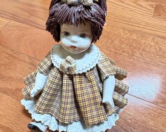 Lino Zampiva Porcelain Doll in Plaid Dress