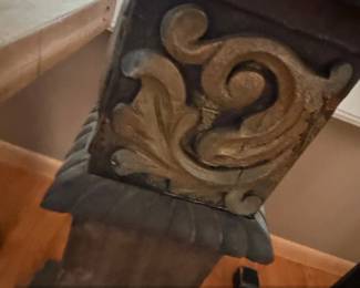 Vintage Acanthus Leaf Carved Wood Pedestal Stand second image