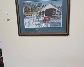 Covered Bridge Winter Scene Print by G. Hazzard