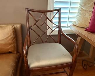 Vintage Mahogany Chinese Chippendale Lattice Back Armchair