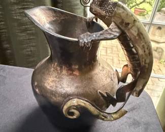 Holman Silversmiths Silverplated Pitcher with Dragon Handle