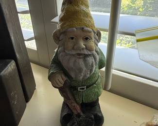 Alpine Corporation in. H Indoor or Outdoor Garden Gnome with Shovel and Plant Statue