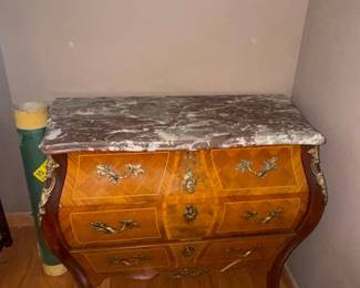 Louis XV Style Marquetry Bombe Commode with Marble Top third image