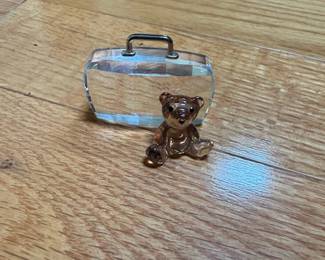 Swarovski Crystal Teddy Bear with Suitcase Cardholder