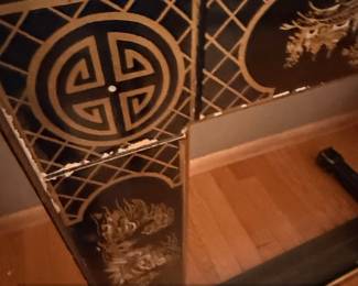 Vintage Chinoiserie Black Lacquer Fireplace Mantel Surround second image
