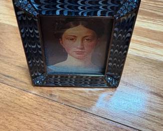 Decorative Picture Frame with Portrait and Rhinestones