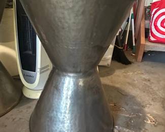 Industrial Hammered Metal Hourglass Accent Stool