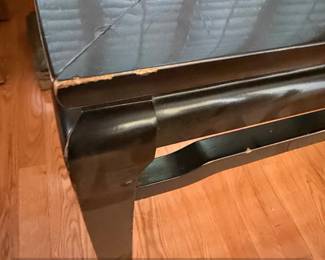 Asian Style Black Lacquer Console Table with Glass Top second image