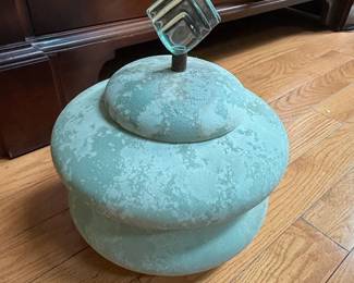 Art Deco Ceramic Urn with Geometric Glass Finial