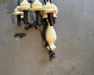 Vintage Cream Ceramic and Metal MultiArm Chandeliers second image