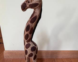 HandCarved Wooden Giraffe Figurine African Art