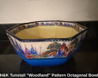 HK Tunstall Woodland Pattern Octagonal Bowl