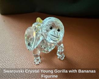 Swarovski Crystal Young Gorilla with Bananas Figurine
