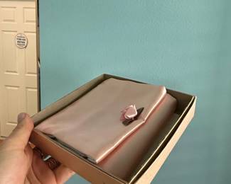 Vintage Pink Satin Photo Album with Ribbon Rose