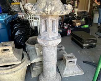 Cast Stone JapaneseStyle Pedestal Garden Lantern