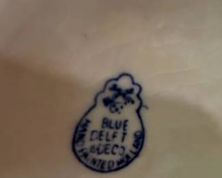 Blue Delft Hand Painted Holland Vase with Windmill and Dutch Figure second image
