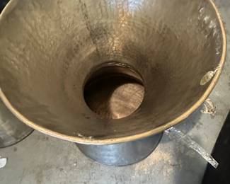 Industrial Hammered Metal Hourglass Accent Stool second image