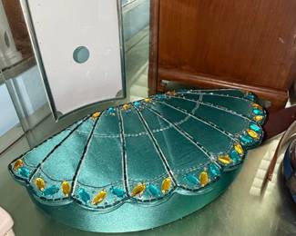 Vintage FanShaped Rhinestone Jewelry Box second image