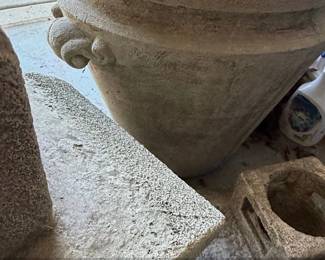 Large Vintage Campania International Cast Stone Garden Urn with Scroll Handles