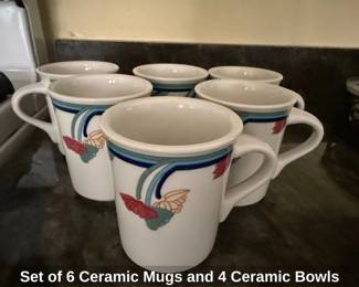 Set of Ceramic Mugs and Ceramic Bowls
