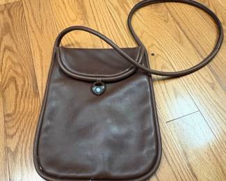 Brown Leather Shoulder Bag with Heart Clasp