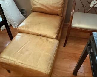 Modway Commix DownFilled Vegan Leather Armless Chair and Ottoman Set
