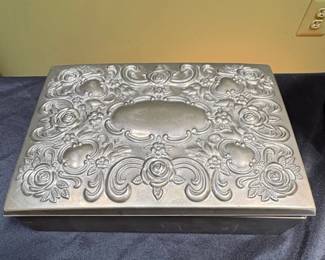 Godinger Silver Plated Ornate Floral Embossed Jewelry Box